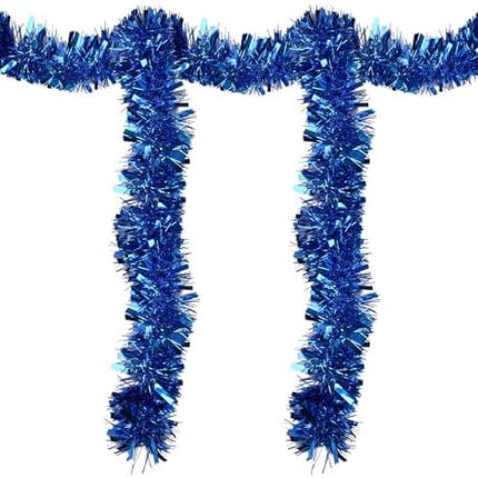 Metallic Blue Tinsel Garland – 33FT Holiday Parade & Celebration Decor