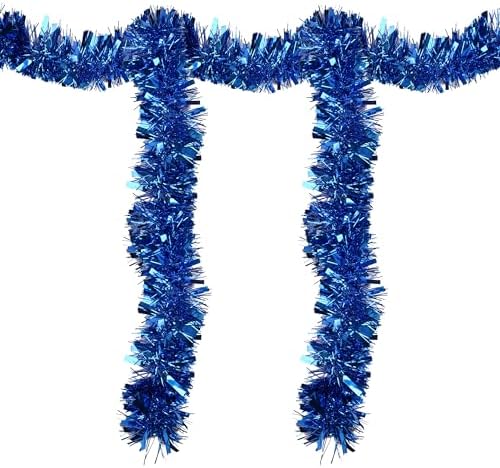 Metallic Blue Tinsel Garland – 33FT Holiday Parade & Celebration Decor