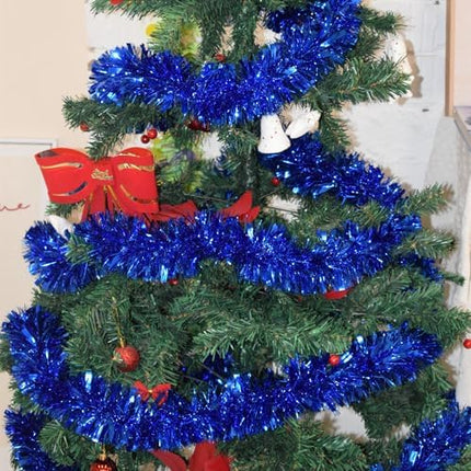 Metallic Blue Tinsel Garland – 33FT Holiday Parade & Celebration Decor
