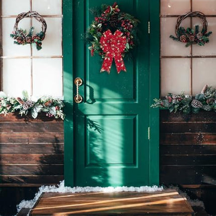 Christmas Red Reindeer Wreath Bows 2PCS – Winter Door, Wall & Tree Decorations