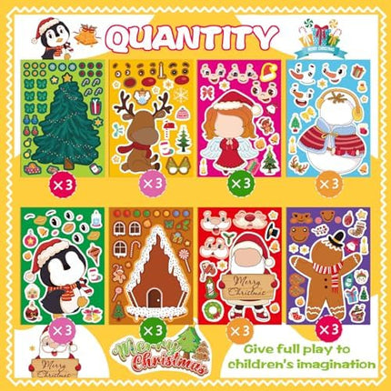 Kids’ Christmas Sticker Set 24PCS – Create Your Own Faces for Crafts & Fun