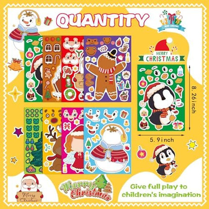 Kids’ Christmas Sticker Set 24PCS – Create Your Own Faces for Crafts & Fun