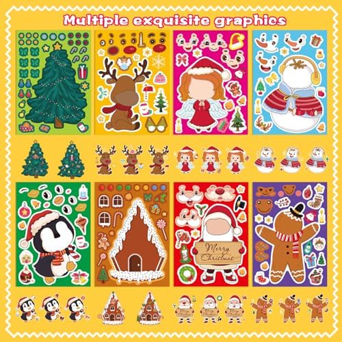 Kids’ Christmas Sticker Set 24PCS – Create Your Own Faces for Crafts & Fun
