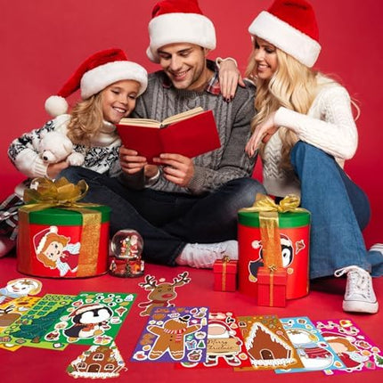 Kids’ Christmas Sticker Set 24PCS – Create Your Own Faces for Crafts & Fun