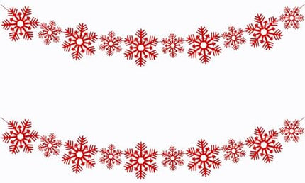Snowflake Felt Garland 2 Pack – Red Winter Hanging Banner for Christmas Events