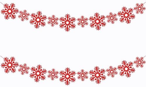 Snowflake Felt Garland 2 Pack – Red Winter Hanging Banner for Christmas Events