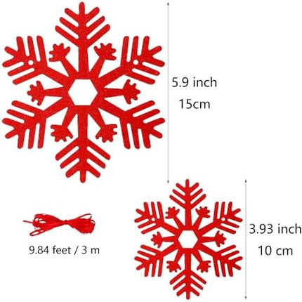 Snowflake Felt Garland 2 Pack – Red Winter Hanging Banner for Christmas Events