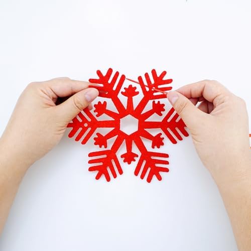 Snowflake Felt Garland 2 Pack – Red Winter Hanging Banner for Christmas Events