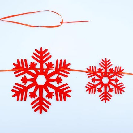 Snowflake Felt Garland 2 Pack – Red Winter Hanging Banner for Christmas Events