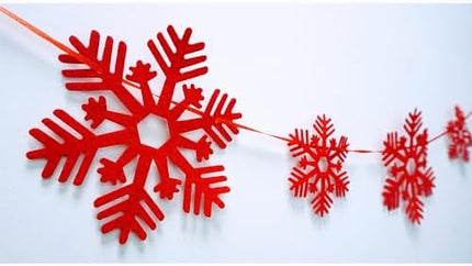 Snowflake Felt Garland 2 Pack – Red Winter Hanging Banner for Christmas Events