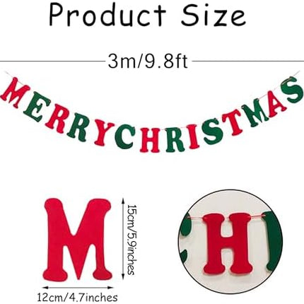 Wool Felt Merry Christmas Garland – Cute Hanging Décor for Fireplace, Bedroom & Parties