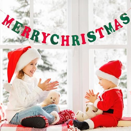 Wool Felt Merry Christmas Garland – Cute Hanging Décor for Fireplace, Bedroom & Parties