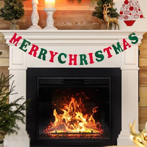 Wool Felt Merry Christmas Garland – Cute Hanging Décor for Fireplace, Bedroom & Parties