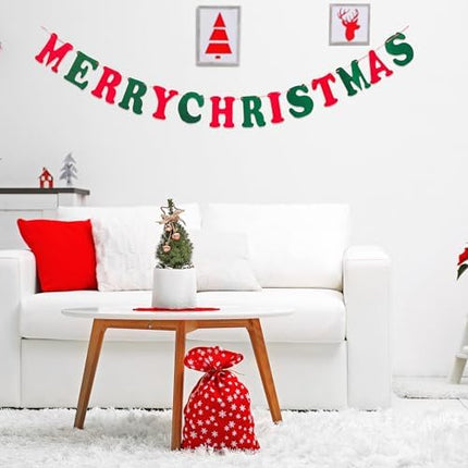 Wool Felt Merry Christmas Garland – Cute Hanging Décor for Fireplace, Bedroom & Parties