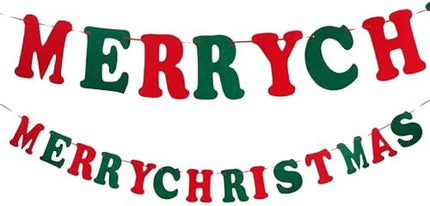 Wool Felt Merry Christmas Garland – Cute Hanging Décor for Fireplace, Bedroom & Parties
