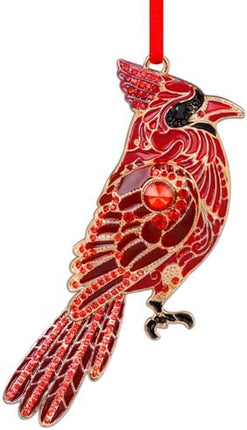 Elegant Red Cardinal Metal Ornament – Christmas Tree Hanging Bird Decor & Gift Idea