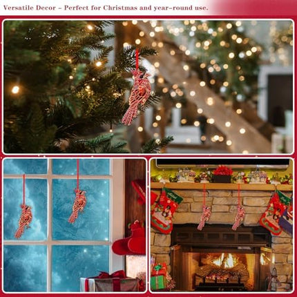 Elegant Red Cardinal Metal Ornament – Christmas Tree Hanging Bird Decor & Gift Idea