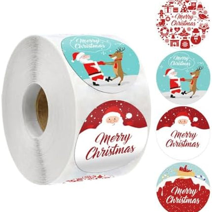 Holiday Roll Stickers 1" – Christmas Blue Round Labels for Gifts, Books & Bottles