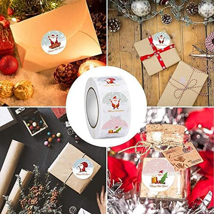 Holiday Roll Stickers 1" – Christmas Blue Round Labels for Gifts, Books & Bottles