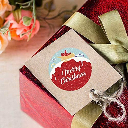 Holiday Roll Stickers 1" – Christmas Blue Round Labels for Gifts, Books & Bottles