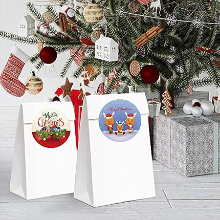Holiday Roll Stickers 1" – Christmas Blue Round Labels for Gifts, Books & Bottles
