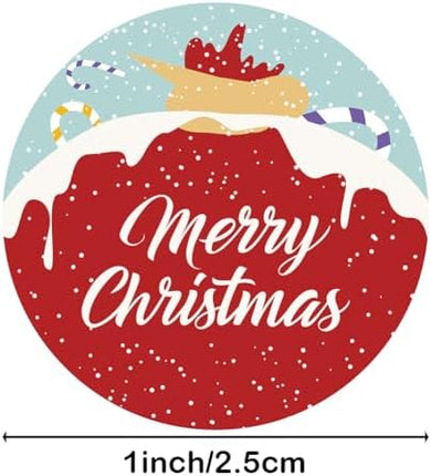 Holiday Roll Stickers 1" – Christmas Blue Round Labels for Gifts, Books & Bottles