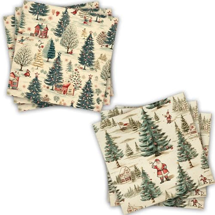 Vintage Christmas Paper Napkins – Retro Tree & Santa Luncheon Party Supplies