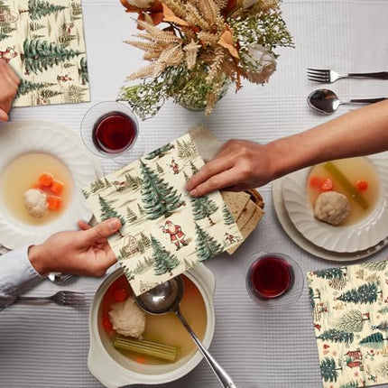 Vintage Christmas Paper Napkins – Retro Tree & Santa Luncheon Party Supplies