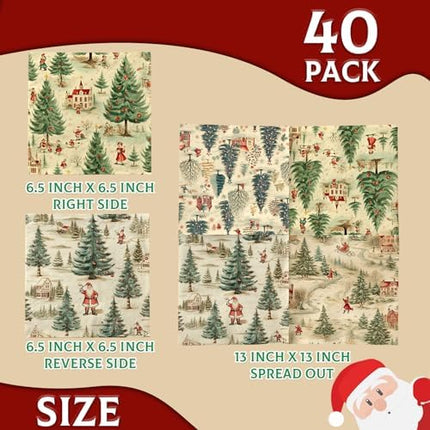 Vintage Christmas Paper Napkins – Retro Tree & Santa Luncheon Party Supplies