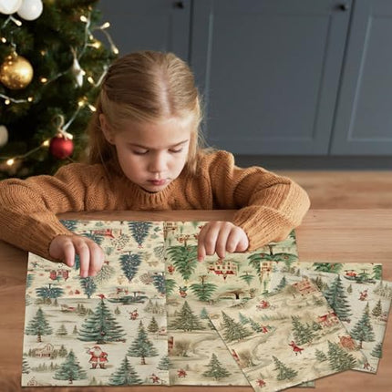 Vintage Christmas Paper Napkins – Retro Tree & Santa Luncheon Party Supplies