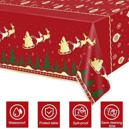 Christmas Table Covers 54"x108" – 2-Pack Red Reindeer Disposable Tablecloths