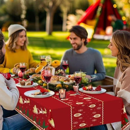 Christmas Table Covers 54"x108" – 2-Pack Red Reindeer Disposable Tablecloths