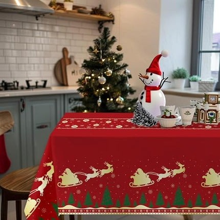 Christmas Table Covers 54"x108" – 2-Pack Red Reindeer Disposable Tablecloths