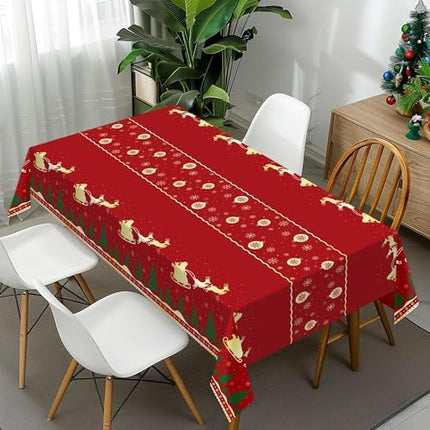 Christmas Table Covers 54"x108" – 2-Pack Red Reindeer Disposable Tablecloths