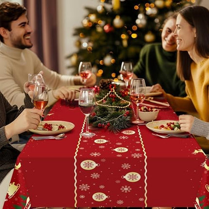 Christmas Table Covers 54"x108" – 2-Pack Red Reindeer Disposable Tablecloths