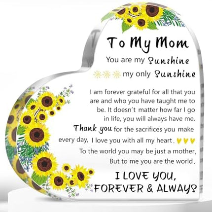 Acrylic Heart Plaque Gift for Mom – Cute Birthday, Christmas & Mother’s Day Present