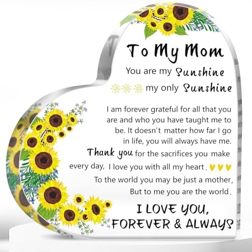 Acrylic Heart Plaque Gift for Mom – Cute Birthday, Christmas & Mother’s Day Present