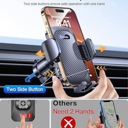 Romuto Universal Car Phone Holder, Super Suction Mount for iPhone 17/16 & Garmin GPS