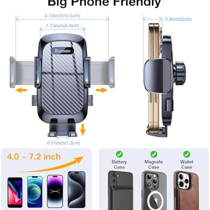 Romuto Universal Car Phone Holder, Super Suction Mount for iPhone 17/16 & Garmin GPS