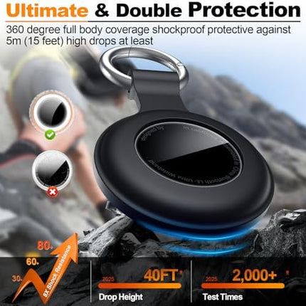 Durable Airtag Holder with Keychain, Waterproof Anti-Scratch Case for Keys, Bags & Pets