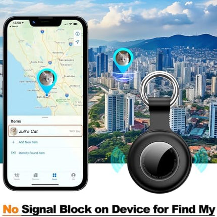 Durable Airtag Holder with Keychain, Waterproof Anti-Scratch Case for Keys, Bags & Pets