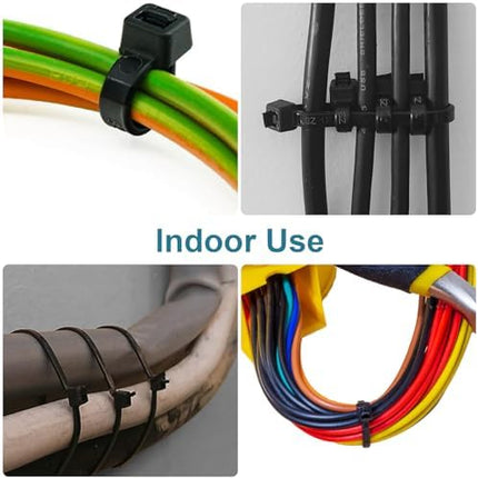 Heavy-Duty Zip Ties 200-Pack – Black UV-Resistant Cable Ties Assorted 4–12 Inch