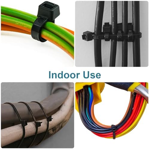 Heavy-Duty Zip Ties 200-Pack – Black UV-Resistant Cable Ties Assorted 4–12 Inch