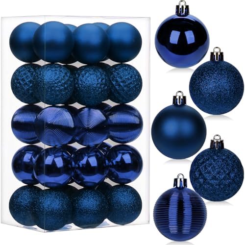 30 PCS Navy Blue Shatterproof Christmas Tree Ball Ornaments – 2" Xmas Decoration Set