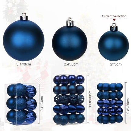 30 PCS Navy Blue Shatterproof Christmas Tree Ball Ornaments – 2" Xmas Decoration Set