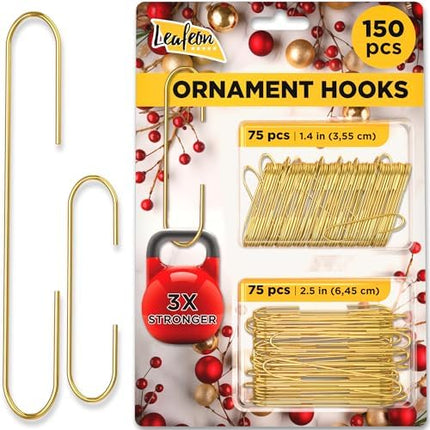 Leafeon Gold Ornament Hooks – 150 Pack Christmas Hangers for Holiday Tree Decor