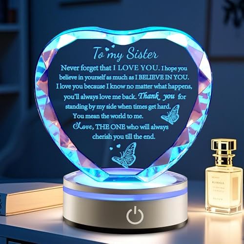 Sister Gift Crystal LED Lamp – Meaningful Birthday & Christmas Keepsake for Women