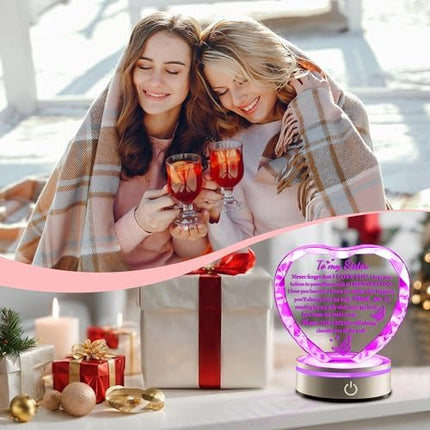 Sister Gift Crystal LED Lamp – Meaningful Birthday & Christmas Keepsake for Women