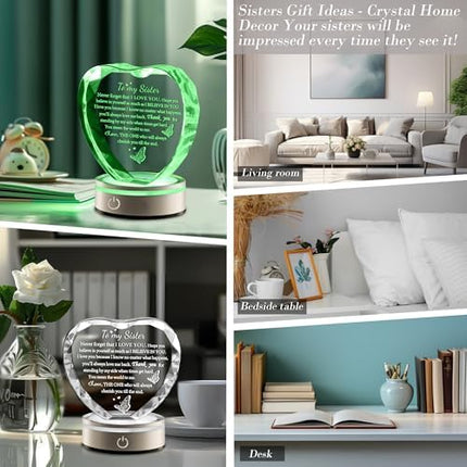 Sister Gift Crystal LED Lamp – Meaningful Birthday & Christmas Keepsake for Women
