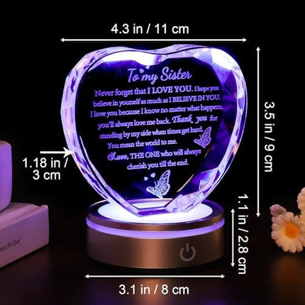 Sister Gift Crystal LED Lamp – Meaningful Birthday & Christmas Keepsake for Women